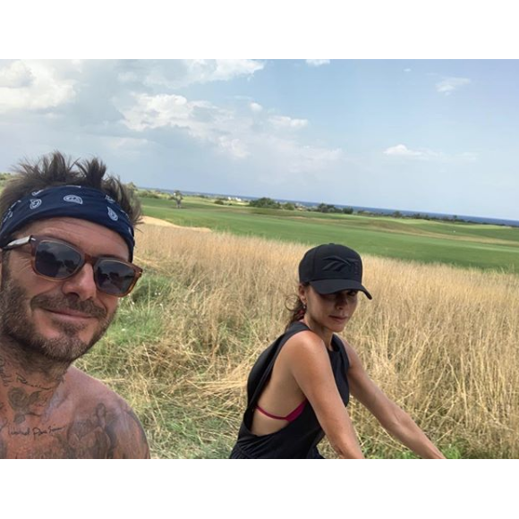 Victoria et David Beckham en vacances dans les Pouilles, en Italie, le 06 août 2019.