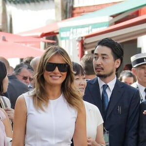 Brigitte Macron, Melania Trump - Brigitte Macron et les conjoints visitent la ville de Espelette en marge du sommet du G7 à Biarritz le 25 août 2019. © Thibaud Moritz / Pool / Bestimage