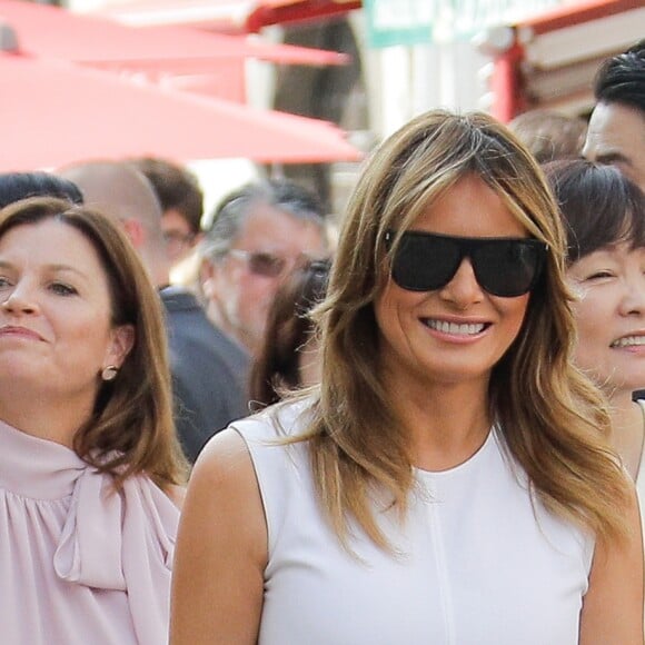 Melania Trump - Brigitte Macron et les conjoints visitent la ville de Espelette en marge du sommet du G7 à Biarritz le 25 août 2019. © Thibaud Moritz / Pool / Bestimage