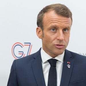 Le président de la République française Emmanuel Macron lors d'une conférence de presse pendant le sommet du G7 à Biarritz, France, le 25 août 2019. © Jacques Witt/Pool/Bestimage