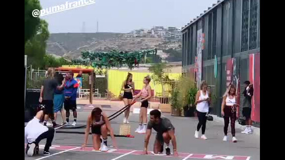 Rachel Legrain Trapani et Valentin Léonard s'affrontent au sprint devant Usain Bolt- 27 août 2019.