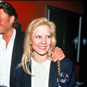 Johnny Hallyday et Sylvie Vartan au concert de leur fils David au Zénith de Paris le 11 mars 1991.