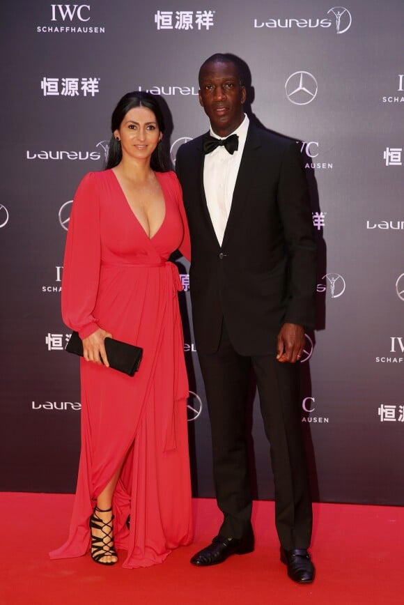 Michael Johnson et sa femme Armine Shamiryan à la cérémonie des Laureus World Sport Awards 2015 à Shanghai le 15 avril 2015