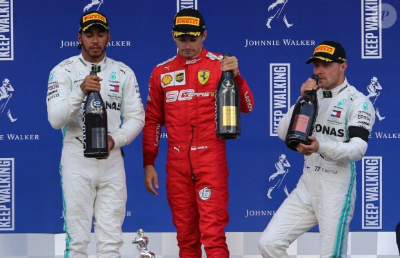 Lewis Hamilton, Charles Leclerc et Valtteri Bottas au Grand Prix de Belgique le 1er septembre 2019.