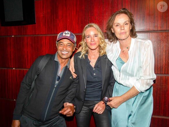 Exclusif - Yannick Noah, Géraldine Danon et Claire Nebout lors de la projection du reportages découverte "Fleur Australe en Extrême-Orient" au Club de l'Etoile à Paris, France, le 4 septembre 2019. A bord de leur bateau "Fleur Australe", la famille Poupon-Danon a traversé tous les océans et fait l'équivalent de cinq fois le tour du monde. Après dix ans d'aventures maritimes, le célèbre navigateur, sa femme l'actrice et leurs deux enfants, font voile vers l'Extrême-Orient. "Reportages Découverte". © Pierre Perusseau/Bestimage