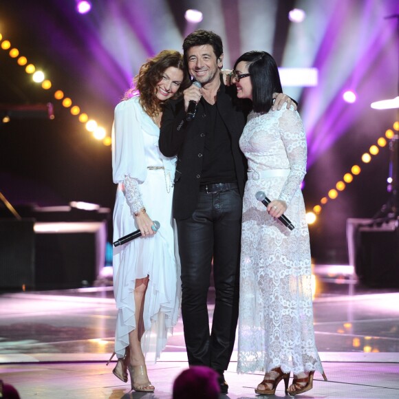 Exclusif - Patrick Bruel et le groupe Brigitte (Sylvie Hoarau et Aurélie Saada) - Emission "Un soir en direct avec Patrick Bruel" au Palais des Sports en l'honneur du chanteur pour ses 35 ans de carrière sur France 2, le 3 novembre 2018. © Perusseau-Gaffiot/Bestimage