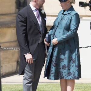 Zara Tindall (Phillips) et son mari Mike Tindall à Windsor le 19 mai 2018 lors du mariage du prince Harry et de Meghhan Markle.