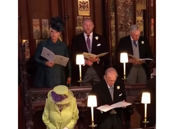 Zara Tindall (Phillips) et Mike Tindall lors de la cérémonie du mariage du prince Harry et de Meghan Markle, le 19 mai 2018 à Windsor