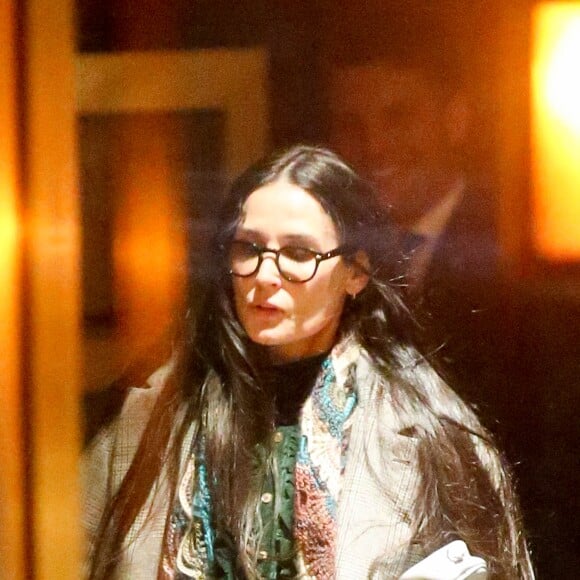 Demi Moore - Les célébrités quittent la soirée du 50e anniversaire de Jennifer Aniston au Sunset Towers Hotel à West Hollywood, Los Angeles, Californie, Etats-Unis, le 9 février 2019.