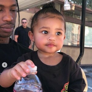 Travis Scott et sa fille Stormi Webster. Juillet 2019.