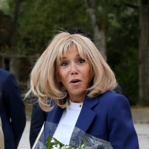 Brigitte Macron - Le Président de la République E. Macron et sa femme la Première Dame B. Macron étaient au château de By, à Thomery (Seine-et-Marne), l'un des 18 sites retenus pour la deuxième édition du Loto du patrimoine, le 20 Septembre 2019. © Dominique Jacovides/Bestimage