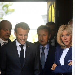 Jean-Michel Blanquer (Ministre de l'Education Nationale), le Président de la République Emmanuel Macron, Stéphane Bern, la Première Dame Brigitte Macron - Le Président de la République E. Macron et sa femme la Première Dame B. Macron étaient au château de By, à Thomery (Seine-et-Marne), l'un des 18 sites retenus pour la deuxième édition du Loto du patrimoine, le 20 Septembre 2019. © Dominique Jacovides/Bestimage