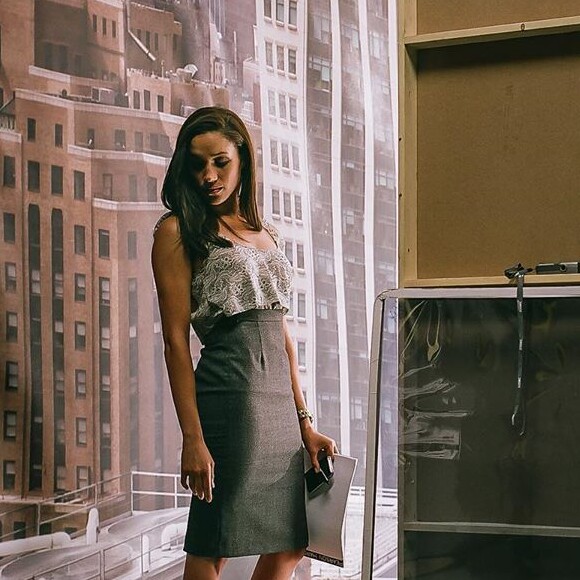 Meghan Markle sur le tournage de la série "Suits", entre 2011 et 2016.