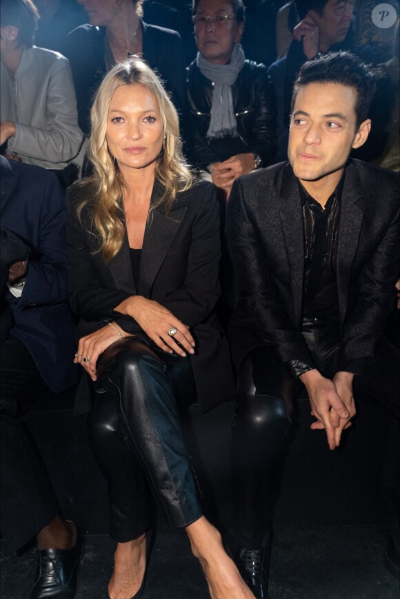 Kate Moss et Rami Malek assistent au défilé de mode printemps-été 2020 de Saint Laurent à Paris. Le 24 septembre 2019.