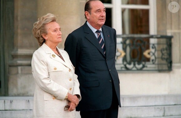 Bernadette et Jacques Chirac lors de la visite du Duc du Luxembourg à l'Elysée le 10 octobre 2000.