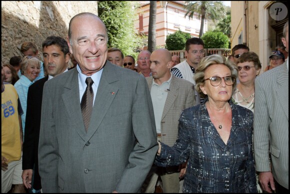 Jacques et Bernadette Chirac à la messe du 6 août 2006 à Bormes-les-Mimosas.