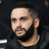 Malik Bentalha et Matt Pokora (M. Pokora) dans les tribunes du parc des Princes lors du match de football de ligue 1, opposant le Paris Saint-Germain (PSG) contre l'Olympique de Marseille (OM) à Paris, France, le 17 mars 2019.