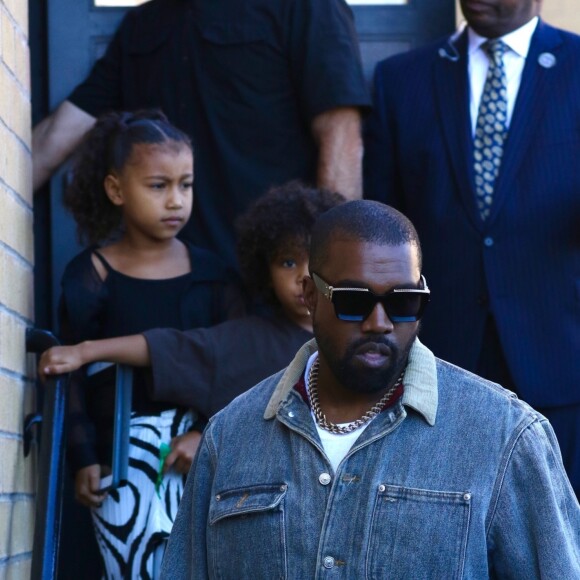 K. Kardashian est allée assister avec ses enfants Saint West, North West et C. West à la messe dominicale de son mari Kanye West à New York, le 29 septembre 2019
