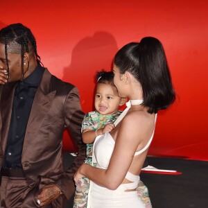 Kylie Jenner, son compagnon Travis Scott et leur fille Stormi Webster - Première du reportage 'Travis Scott : Look Mom I Can Fly', le 27 août 2019.