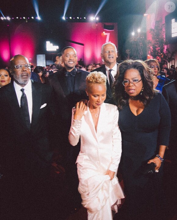 Will Smith et sa femme Jada-Pinket, Oprah Winfrey, à la soirée d'inauguration des studios Tyler Perry à Atlanta, le 5 octobre 2019.