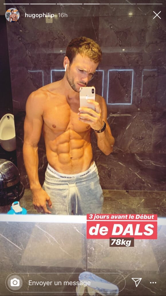 Hugo Philip affiche sa perte de poids sur Instagram le 7 octobre 2019.