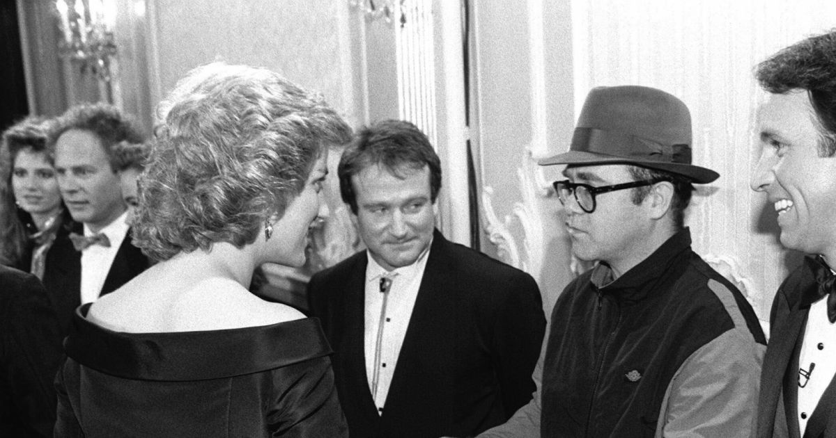 La princesse Diana et Elton John à Bournemouth en 1987. Purepeople