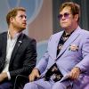 Elton John et le prince Harry participent à la conférence internationale "AIDS" à Amsterdam aux Pays-Bas le 24 juillet 2018.