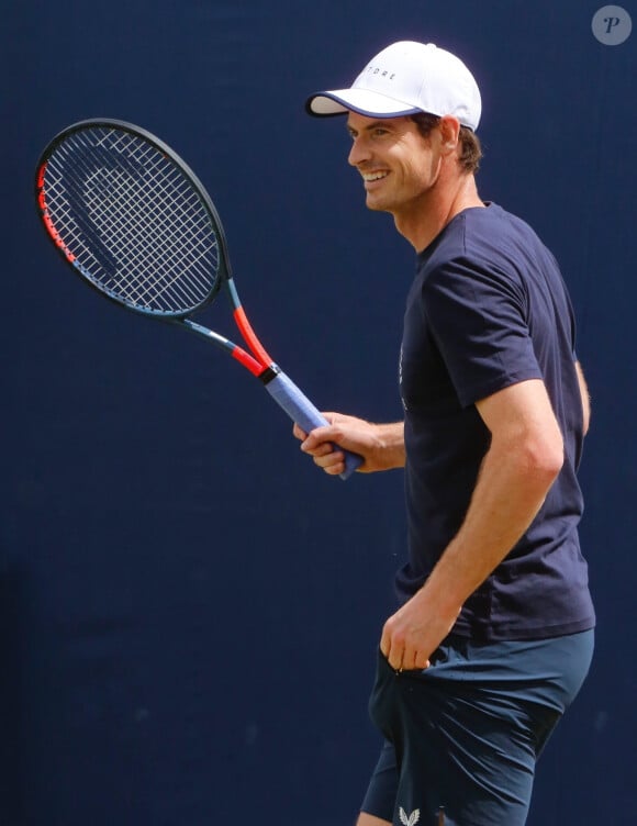 Andy Murray lors de son entrainement pour le Tournoi de tennis du Queen's à Londres. Le 20 juin 2019