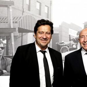 Laurent Gerra et Gérard Collomb - Photocall de la cérémonie d'ouverture à la Halle Tony Garnier du 11ème Festival Lumiere 2019 de Lyon le 12 octobre 2019. © Dominique Jacovides / Bestimage