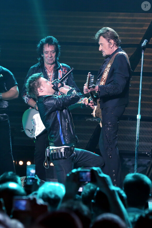 Exclusif - Robin Le Mesurier et Greg Zlap - Premier concert de la tournee "Born Rocker Tour" de Johnny Hallyday au POPB de Bercy a Paris. Le 14 juin 2013.
