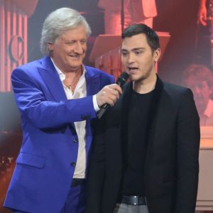 Patrick Sébastien et Jeff Panacloc - Enregistrement de l'émission "Les années bonheur" à Paris le 5 mars 2014