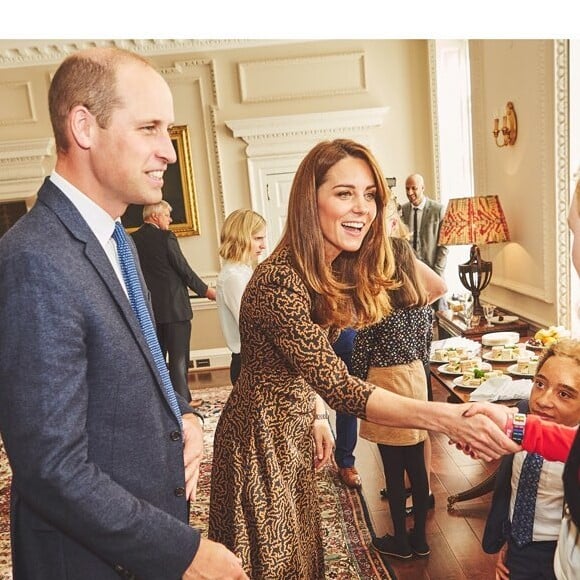 Kate Middleton et le prince William lors d'un événement organisé avec la BBC Radio au palais de Buckingham, en octobre 2019.