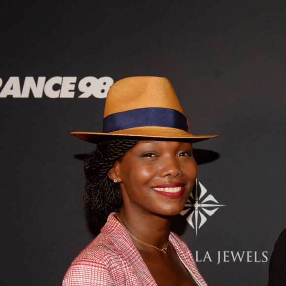 Lilian Thuram et sa compagne Kareen Guiock - A l'occasion des 20 ans de la victoire de l'équipe de France, les bleus 98 se sont rendus à un dîner organisé au Buddha Bar avec tous les joueurs et leur famille le 11 juin 2018. © Rachid Bellak/Bestimage