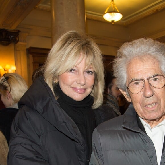 Philippe Gildas et sa femme Maryse - Générale de la pièce "Quelque part dans cette vie" au théâtre Edouard VII à Paris le 12 février 2018. © Coadic Guirec-Pierre Perusseau/Bestimage