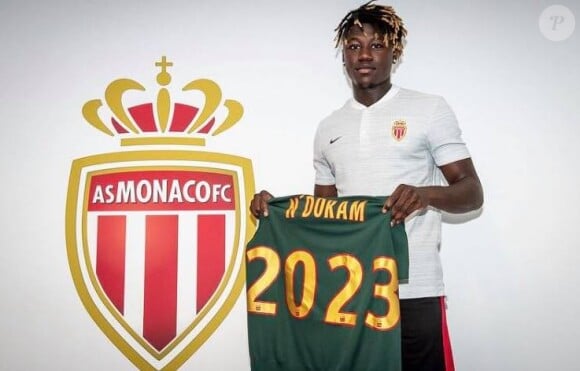 Kévin N'Doram lors de sa signature avec l'AS Monaco, le 19 juillet 2018.