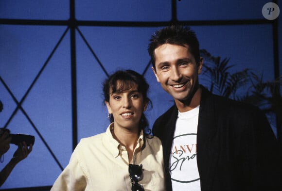 Archives - Portrait de Anémone et Thierry Lhermitte sur le plateau de l'émission "Zénith". Le 15 novembre 1985 © Bernard Leguay/Bestimage