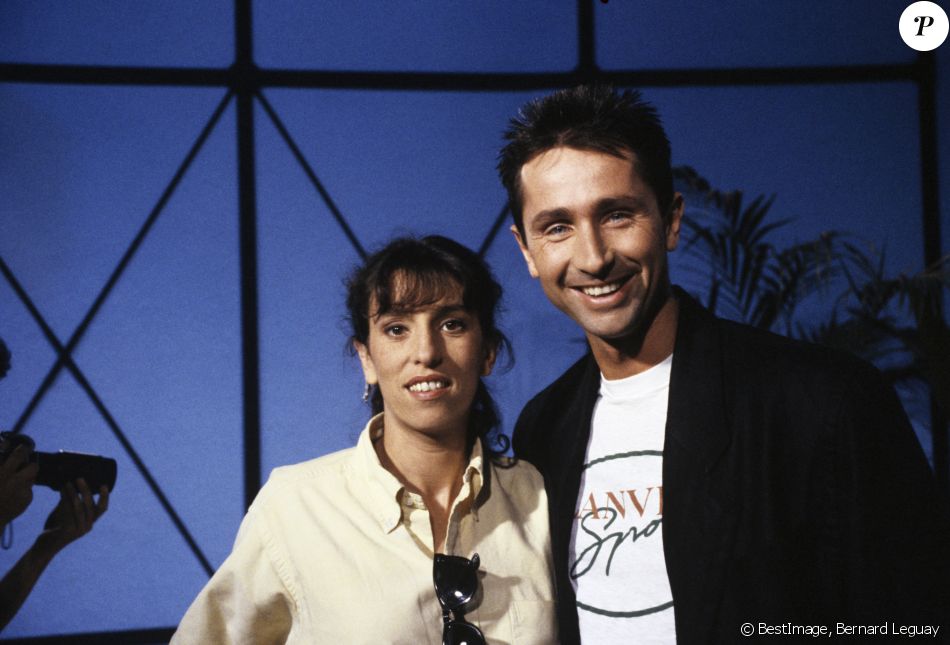 Archives - Portrait de Anémone et Thierry Lhermitte sur le plateau de l&#039;émission &quot;Zénith&quot;. Le 15 novembre 1985 © Bernard Leguay/Bestimage