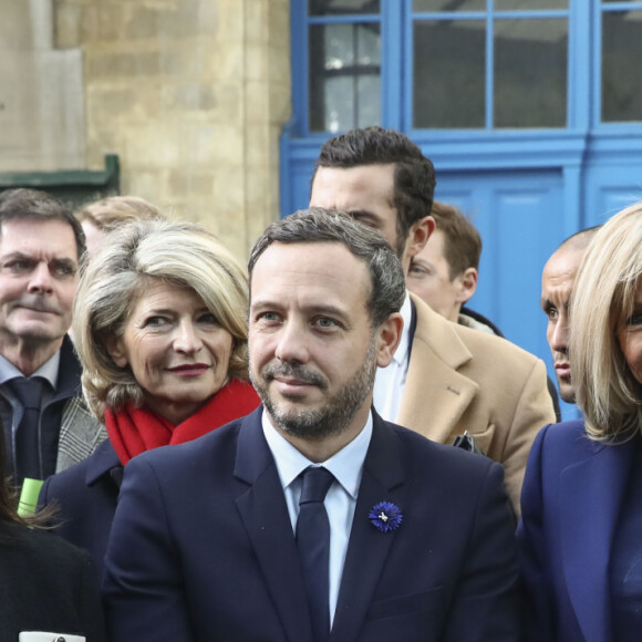 Jeanne d'Hauteserre Maire du 8eme arrondissement, Adrien Taquet secrétaire d'État auprès de la ministre des Solidarités et de la santé, Brigitte Macron, Jean-Michel Blanquer, ministre de l'Éducation nationale et de la Jeunesse - Brigitte Macron se rend au collège Chaptal pour la 5ème Journée nationale de lutte contre le harcèlement à l'école à Paris VIII, le 7 novembre 2019. En présence de d'A.Taquet secrétaire d'État auprès de la ministre des Solidarités et de la santé, J.M.Blanquer, ministre de l'Éducation nationale et de la Jeunesse et J.d'Hauteserre, maire du 8ème Arrondissement de Paris. © Gwendoline Le Goff/Panoramic/ Bestimage