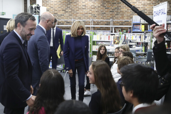Adrien Taquet secrétaire d'État auprès de la ministre des Solidarités et de la santé, Brigitte Macron,, Jean-Michel Blanquer, ministre de l'Éducation nationale et de la Jeunesse - Brigitte Macron se rend au collège Chaptal pour la 5ème Journée nationale de lutte contre le harcèlement à l'école à Paris VIII, le 7 novembre 2019. En présence de d'A.Taquet secrétaire d'État auprès de la ministre des Solidarités et de la santé, J.M.Blanquer, ministre de l'Éducation nationale et de la Jeunesse et J.d'Hauteserre, maire du 8ème Arrondissement de Paris. © Gwendoline Le Goff/Panoramic/ Bestimage