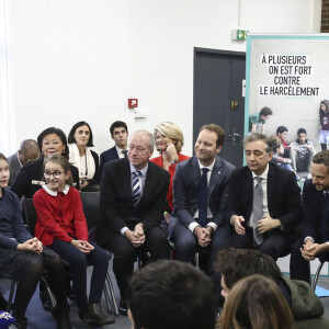 Adrien Taquet secrétaire d'État auprès de la ministre des Solidarités et de la santé, Brigitte Macron,, Jean-Michel Blanquer, ministre de l'Éducation nationale et de la Jeunesse - Brigitte Macron se rend au collège Chaptal pour la 5ème Journée nationale de lutte contre le harcèlement à l'école à Paris VIII, le 7 novembre 2019. En présence de d'A.Taquet secrétaire d'État auprès de la ministre des Solidarités et de la santé, J.M.Blanquer, ministre de l'Éducation nationale et de la Jeunesse et J.d'Hauteserre, maire du 8ème Arrondissement de Paris. © Gwendoline Le Goff/Panoramic/ Bestimage