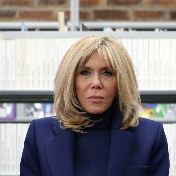 Brigitte Macron se rend au collège Chaptal pour la 5ème Journée nationale de lutte contre le harcèlement à l'école à Paris VIII, le 7 novembre 2019. En présence de d'A.Taquet secrétaire d'État auprès de la ministre des Solidarités et de la santé, J.M.Blanquer, ministre de l'Éducation nationale et de la Jeunesse et J.d'Hauteserre, maire du 8ème Arrondissement de Paris. © Stephane Lemouton / Bestimage
