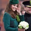 Kate Middleton à la parade de la Saint Patrick des gardes irlandais à Mons Barracks à Aldershot, le 17 mars 2014.