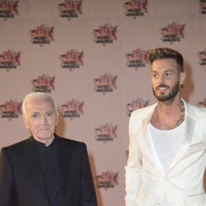 Charles Aznavour et M. Pokora - Arrivées à la 17ème cérémonie des NRJ Music Awards 2015 au Palais des Festivals à Cannes, le 7 novembre 2015.
