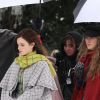Exclusif - No web - No blog - Emma Watson, Florence Pugh, Saoirse Ronan et Eliza Scanlen sur le tournage du film Little Women (Quatre Filles du Docteur March) dans les rues de Haward. Le 5 novembre 2018