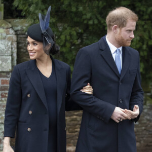 Le prince Harry, duc de Sussex, Meghan Markle, duchesse de Sussex - La famille royale assiste à la messe de Noël à Sandringham le 25 décembre 2018.