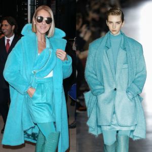 Céline Dion fait sensation à New York dans un total look Max Mara, collection automne-hiver 2019. Le 13 novembre 2019.