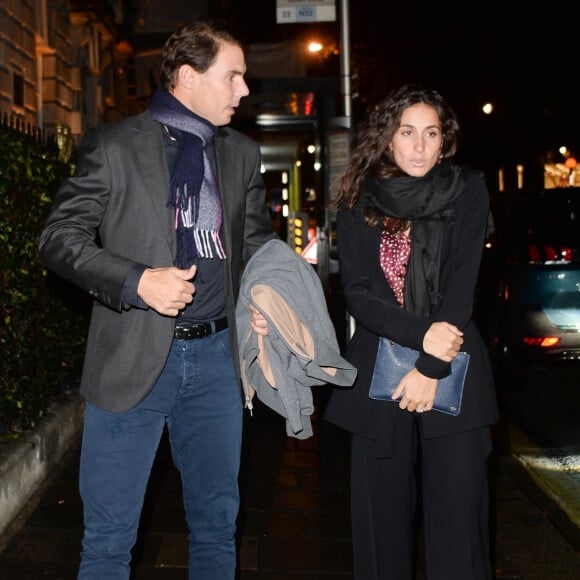 Exclusif - Rafael Nadal et sa femme Xisca Perello se rendent au restaurant Annabels à Londres le 8 novembre 2019.