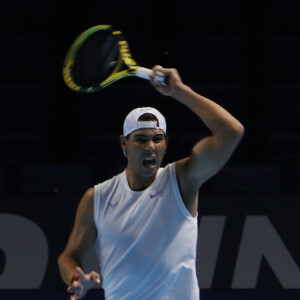 Rafael Nadal - Entraînement des joueurs de tennis qui participent au tournois Nitto ATP World Tour Finals 2019 à Londres, le 10 novembre 2019.