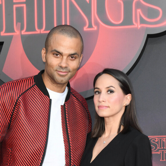 Tony Parker et sa femme Axelle Francine à la première de la série Netflix "Stranger Things - Saison 3" au cinéma Le Grand Rex à Paris, le 4 juillet 2019. © Guirec Coadic/Bestimage