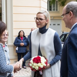 Le Prince Albert II et la Princesse Charlène de Monaco offrent des cadeaux aux personnes défavorisées au bureau de la Croix-Rouge monégasque dans le cadre des célébrations de la fête nationale monégasque, Monaco le 15 novembre 2019, © Olivier Huitel/Pool/Bestimage